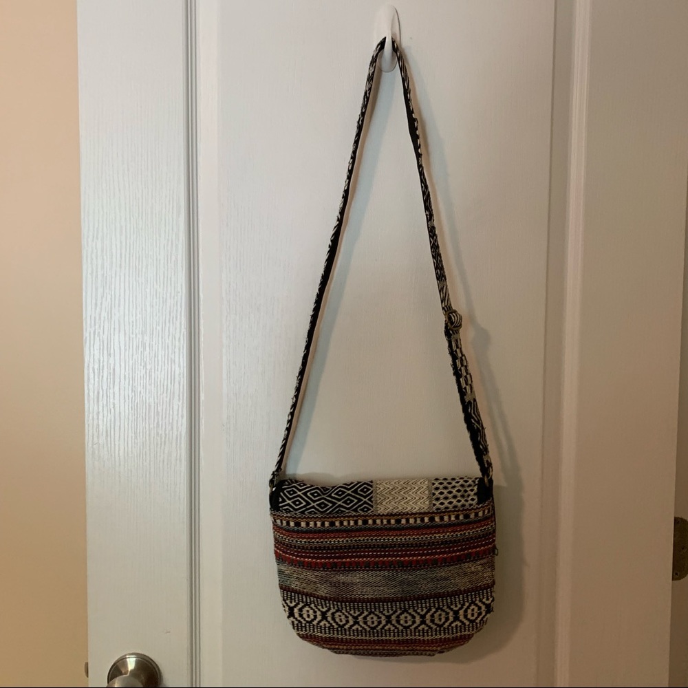 Patchwork / Stripe Tribal Print Crossbody Purse - image 7